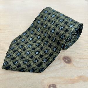 Paco Rabanne‎ Green & Black Geometric Silk Tie – Men’s Necktie